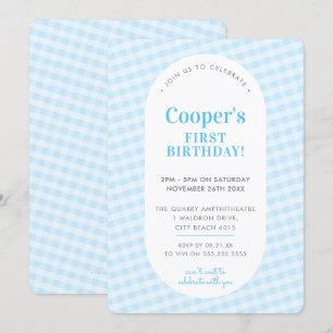 KIDS VERJAARDAG  gingham patroon bord blauw Kaart
