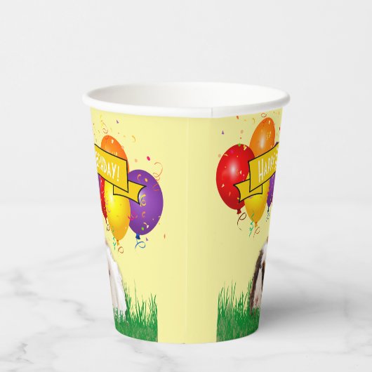 Kids Verjaardag Guinee Varken Ballonnen Gele Banne Papieren Bekers (Rechts)