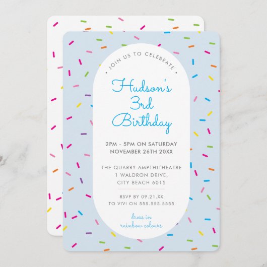 KIDS VERJAARDAG kleurrijke jongen strooit border b Kaart (Voorkant / Achterkant)