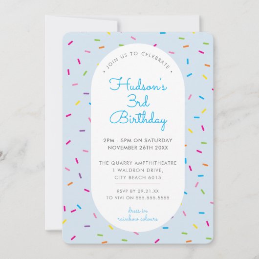 KIDS VERJAARDAG kleurrijke jongen strooit border b Kaart (Voorkant)