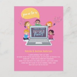 KIDS Verjaardag Online Videochat Virtuele LiveStre Briefkaart