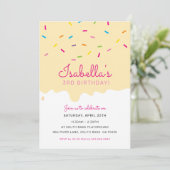 KIDS VERJAARDAG PARTY cake druppels geel Kaart (Staand voorkant)