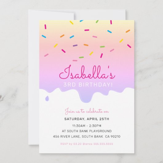 KIDS VERJAARDAG PARTY cake druppels strompels rege Kaart (Voorkant)