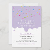 KIDS VERJAARDAG PARTY cake druppels strooit paarse Kaart (Voorkant)