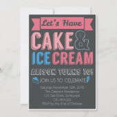 Kids Verjaardag Party Cake Ice Cream Uitnodiging (Voorkant)