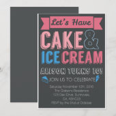 Kids Verjaardag Party Cake Ice Cream Uitnodiging (Voorkant / Achterkant)