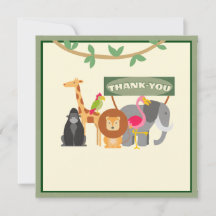 Kids Verjaardag Safari Flat Bedankt Card