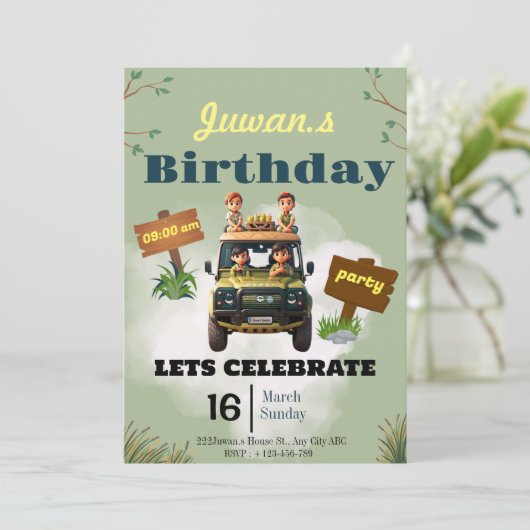 Kids Verjaardag uitnodiging, Custom Party Design Kaart (Staand voorkant)