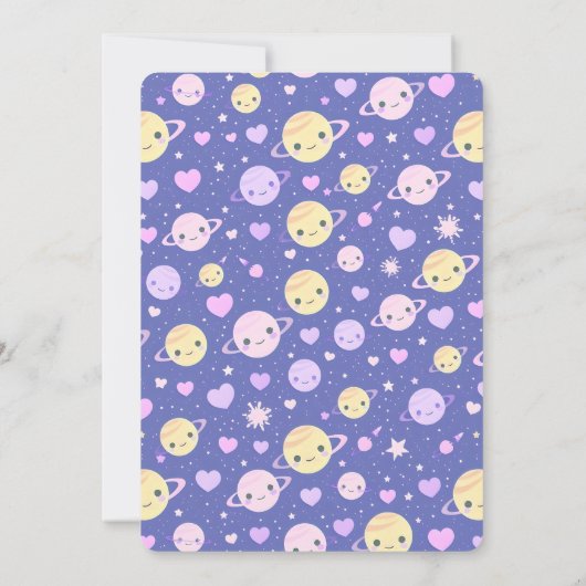 Kids Verjaardag Uitnodiging Kaart Space Theme (Achterkant)