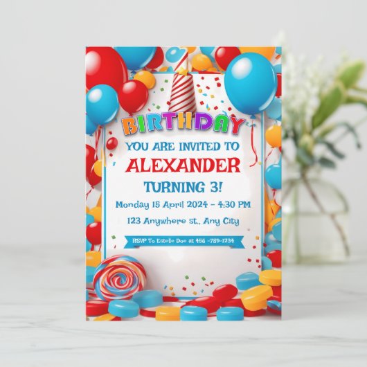 Kids Verjaardag uitnodigingskaart Kaart (Staand voorkant)