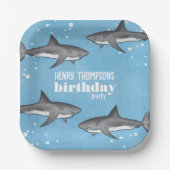 Kids Verjaardagsfeest Haaien Custom Papieren Bordje (Voorkant)