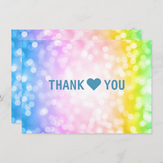 Kids Verjaardagsfeestje Dank u Nota Eenhoorn Regen Bedankkaart (Voorkant / Achterkant)