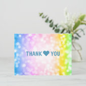 Kids Verjaardagsfeestje Dank u Nota Eenhoorn Regen Bedankkaart (Staand voorkant)