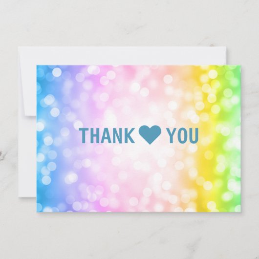 Kids Verjaardagsfeestje Dank u Nota Eenhoorn Regen Bedankkaart (Voorkant)