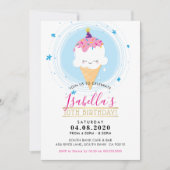 KIDS VERJAARDAGSFEESTJE UITNODIGEN kawaii ijsje ke Kaart (Voorkant)