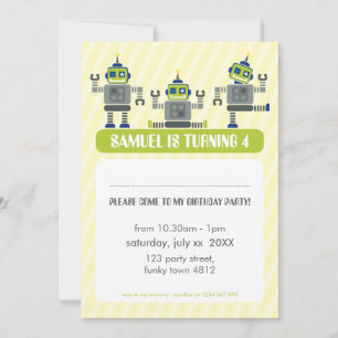 KIDS VERJAARDAGSFEESTJE UITNODIGEN moderne robot t Kaart