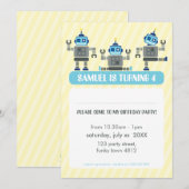 KIDS VERJAARDAGSFEESTJE UITNODIGEN moderne robot t Kaart (Voorkant / Achterkant)