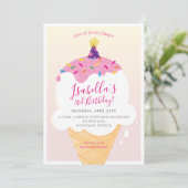 KIDS VERJAARDAGSFEESTJE UITNODIGEN retro-ijsje keg Kaart (Staand voorkant)