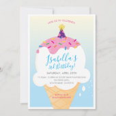 KIDS VERJAARDAGSFEESTJE UITNODIGEN retro-ijsje keg Kaart (Voorkant)