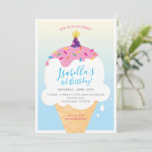 KIDS VERJAARDAGSFEESTJE UITNODIGEN retro-ijsje keg Kaart (Staand voorkant)