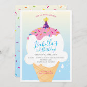 KIDS VERJAARDAGSFEESTJE UITNODIGEN retro-ijsje keg Kaart (Voorkant / Achterkant)