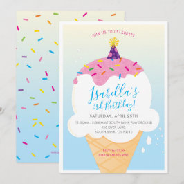 KIDS VERJAARDAGSFEESTJE UITNODIGEN retro-ijsje keg Kaart