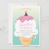 KIDS VERJAARDAGSFEESTJE UITNODIGEN retro-ijsje keg Kaart (Voorkant)