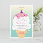 KIDS VERJAARDAGSFEESTJE UITNODIGEN retro-ijsje keg Kaart (Staand voorkant)