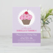 KIDS VERJAARDAGSFEESTJE UITNODIGEN schattig cupcak Kaart (Staand voorkant)