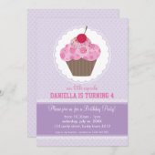 KIDS VERJAARDAGSFEESTJE UITNODIGEN schattig cupcak Kaart (Voorkant / Achterkant)