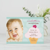 KIDS VERJAARDAGSFEESTJE UITNODIGEN schattige ijsje Kaart (Staand voorkant)