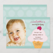 KIDS VERJAARDAGSFEESTJE UITNODIGEN schattige ijsje Kaart (Voorkant / Achterkant)