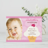 KIDS VERJAARDAGSFEESTJE UITNODIGEN schattige ijsje Kaart (Staand voorkant)