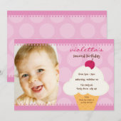 KIDS VERJAARDAGSFEESTJE UITNODIGEN schattige ijsje Kaart (Voorkant / Achterkant)