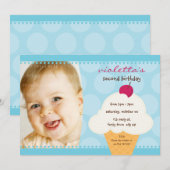 KIDS VERJAARDAGSFEESTJE UITNODIGEN schattige ijsje Kaart (Voorkant / Achterkant)