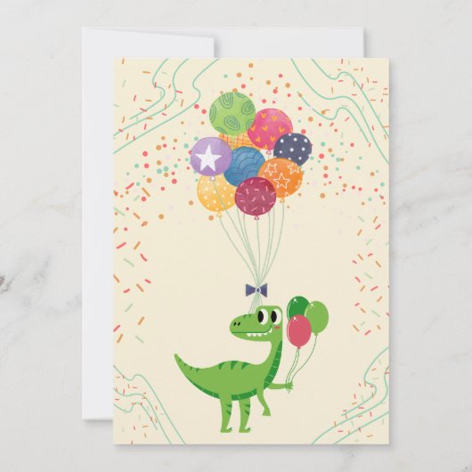 Kids verjaardagsfeestuitnodiging: ballonnen, confe kaart (Achterkant)