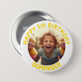 Kids Verjaardagsfoto Button met naam en leeftijd (Voorkant /achterkant)