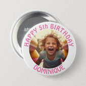 Kids Verjaardagsfoto Button met naam en leeftijd (Voorkant /achterkant)