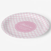 Kids Verjaardagspapier Borden Roze Plaid Elegant C Papieren Bordje (Gekanteld)