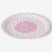 Kids Verjaardagspapier Borden Roze Plaid Elegant G Papieren Bordje (Gekanteld)