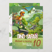 Kids verjaardagsuitnodiging: Dino Safari, QR-code Kaart (Voorkant / Achterkant)