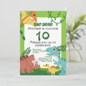 Kids verjaardagsuitnodiging: Dino Safari, QR-code Kaart (Staand voorkant)