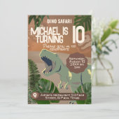 Kids verjaardagsuitnodiging: Dino Safari, QR-code Kaart (Staand voorkant)