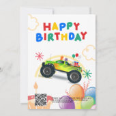 Kids verjaardagsuitnodiging: Monster truck manie,  Kaart (Achterkant)