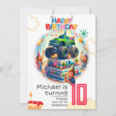 Kids verjaardagsuitnodiging: Monster truck, QR Kaart (Voorkant)