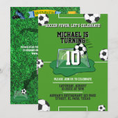 Kids verjaardagsuitnodiging: Voetbal koorts, QR-co Kaart (Voorkant / Achterkant)