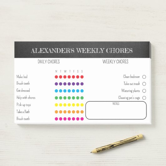 Kids Weekly Chores Post-It Notes (Op bureau)