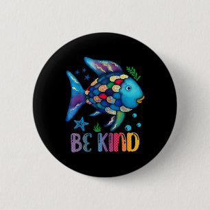 Kids Wees Aardig Regenboogschaal Vis Leraar Leest Ronde Button 5,7 Cm