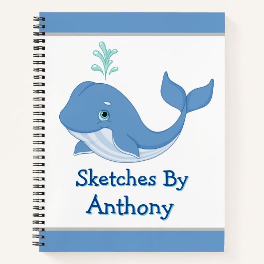 Kids Whale Custom Sketch Notitieboek (Voorkant)