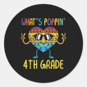Kids Whats Poppin 4th Grade Heart Fidget Pop It Fi Ronde Sticker (Voorkant)